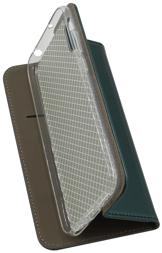 Huawei Y6 Pro 2019 oldalra nyíló flipes bőrtok asztali tartó funkciós sötétzöld