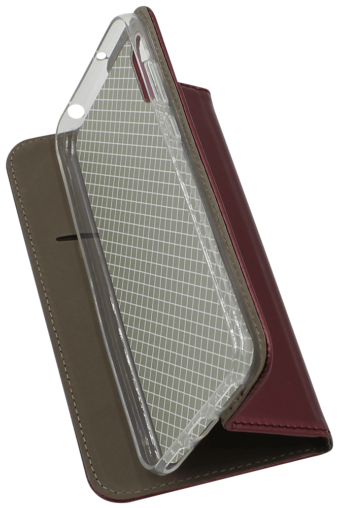 Huawei Y6 Pro 2019 oldalra nyíló flipes bőrtok asztali tartó funkciós bordó