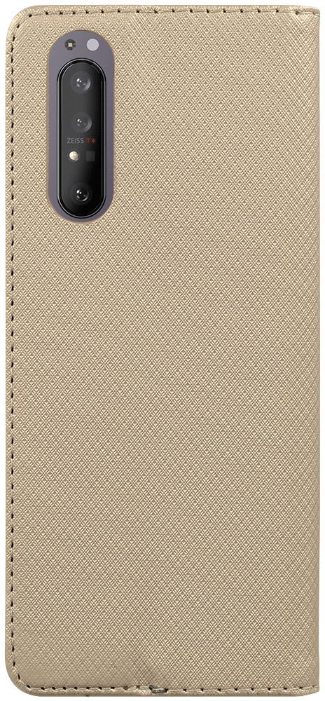 Sony Xperia 1 II oldalra nyíló flipes bőrtok rombusz mintás arany