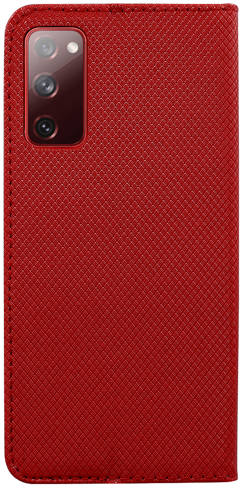 Samsung Galaxy S20 FE oldalra nyíló flipes bőrtok rombusz mintás piros