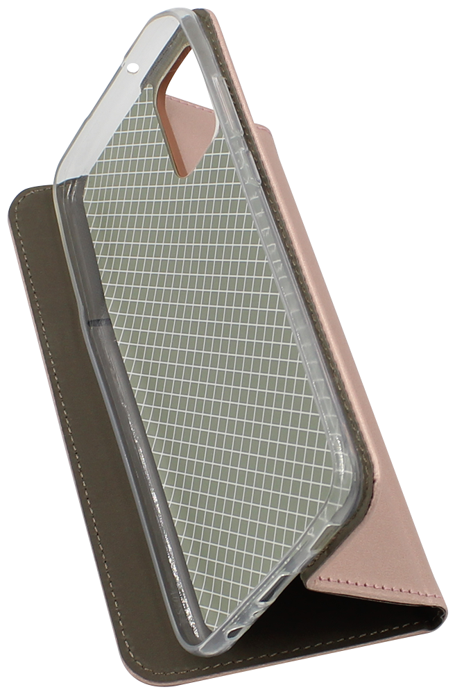 Samsung Galaxy A02s (SM-A025) oldalra nyíló flipes bőrtok asztali tartó funkciós rozéarany