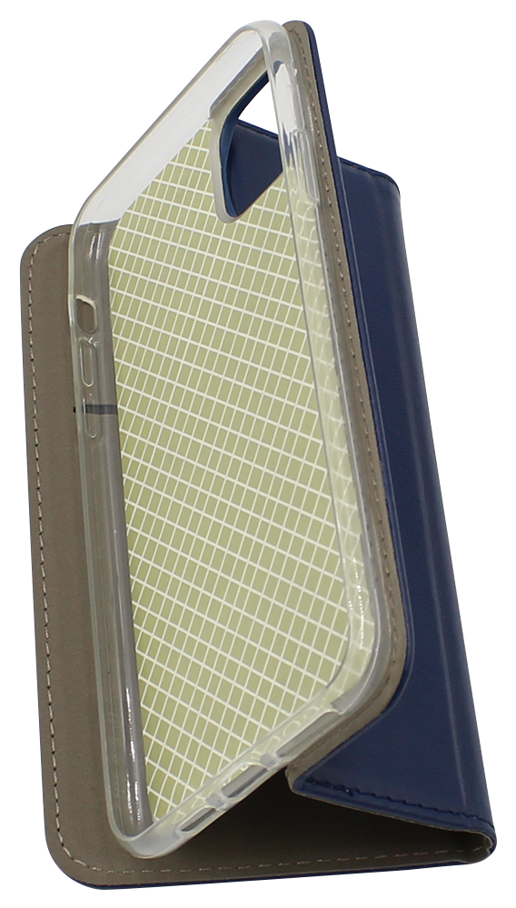 Apple iPhone 11 Pro Max oldalra nyíló flipes bőrtok asztali tartó funkciós sötétkék