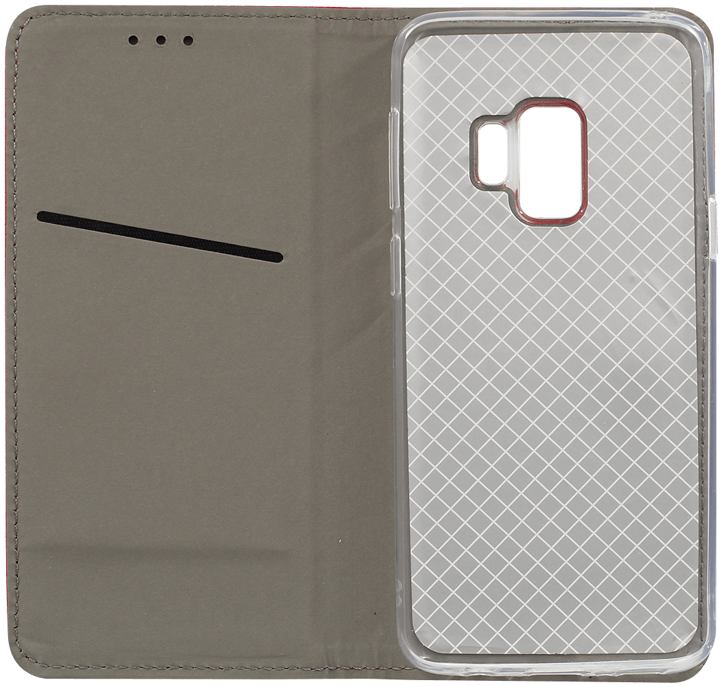 Samsung Galaxy S9 (G960) oldalra nyíló flipes bőrtok rombusz mintás piros