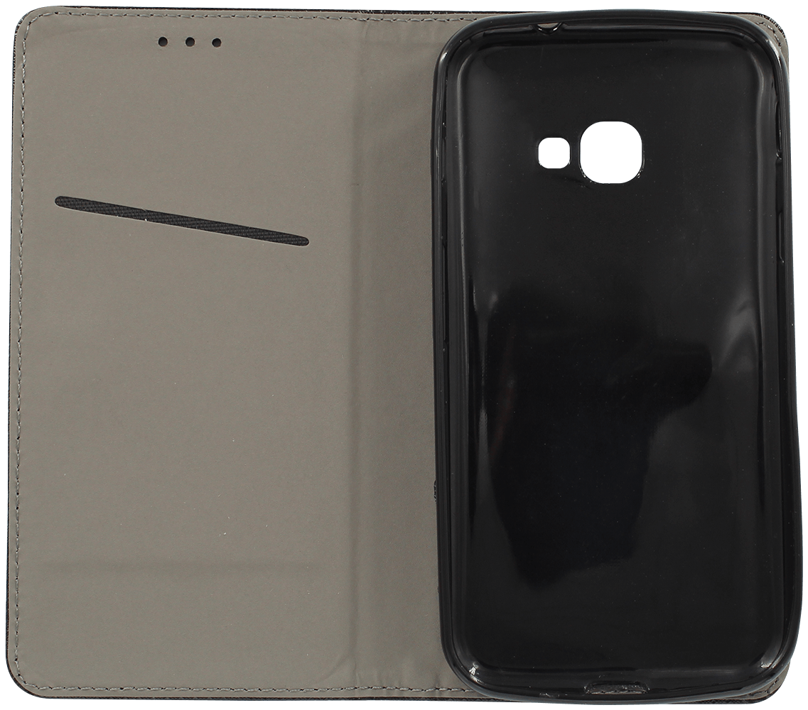 Samsung Galaxy Xcover 4 (G390) oldalra nyíló flipes bőrtok rombusz mintás fekete