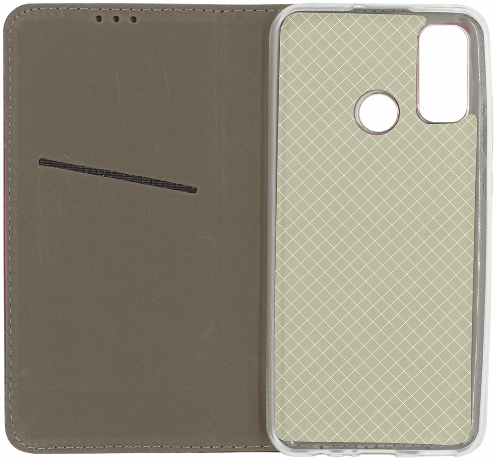 Huawei P Smart 2020 oldalra nyíló flipes bőrtok asztali tartó funkciós bordó