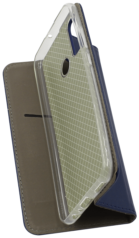 Huawei P Smart 2020 oldalra nyíló flipes bőrtok asztali tartó funkciós sötétkék