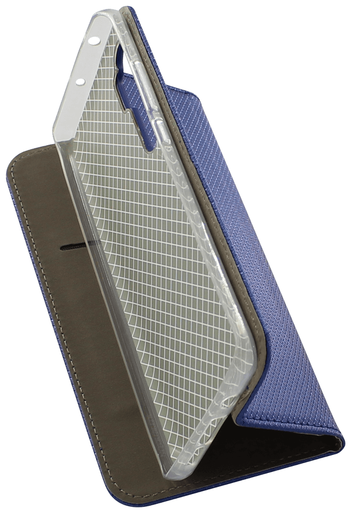 Xiaomi Mi Note 10 Lite oldalra nyíló flipes bőrtok rombusz mintás sötétkék