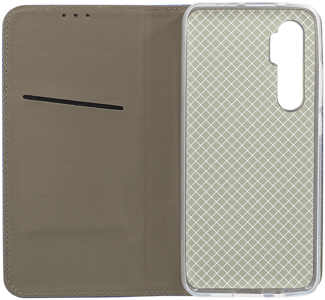 Xiaomi Mi Note 10 Lite oldalra nyíló flipes bőrtok rombusz mintás sötétkék