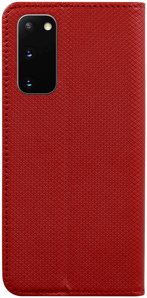 Samsung Galaxy S20 (SM-G980F) oldalra nyíló flipes bőrtok rombusz mintás piros