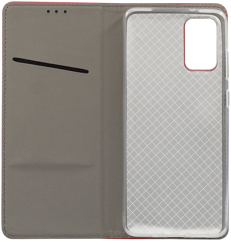 Samsung Galaxy S20 Plus (SM-G985F) oldalra nyíló flipes bőrtok rombusz mintás piros