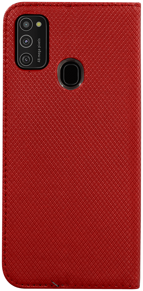Samsung Galaxy M21 (SM-M215F) oldalra nyíló flipes bőrtok rombusz mintás piros