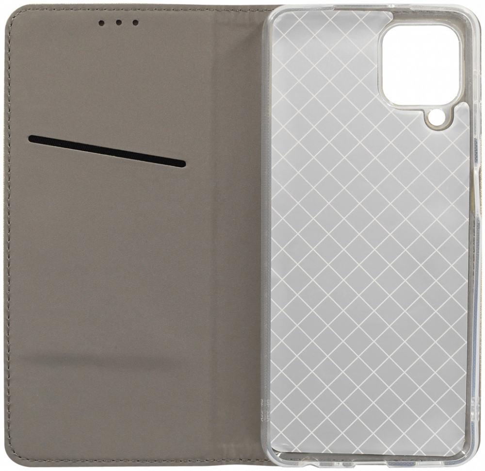 Samsung Galaxy A22 4G (SM-A225F) oldalra nyíló flipes bőrtok rombusz mintás arany