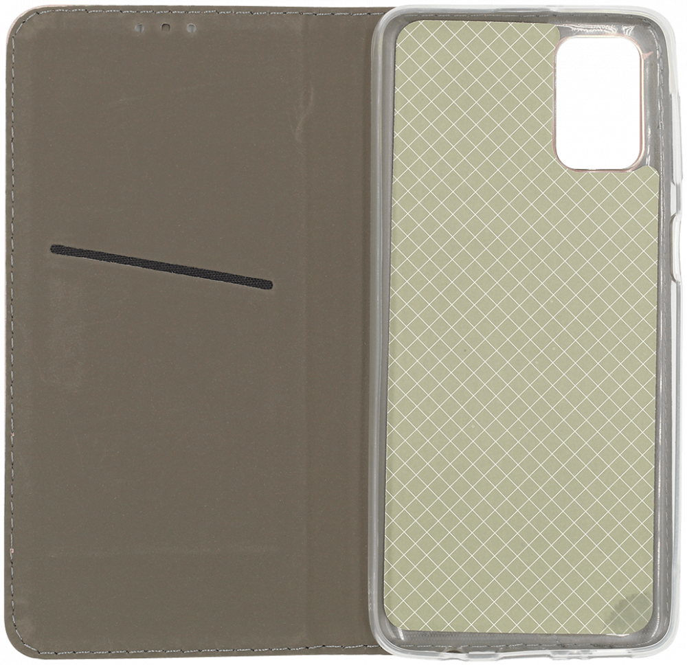 Samsung Galaxy M31s (SM-M317F) oldalra nyíló flipes bőrtok asztali tartó funkciós rozéarany