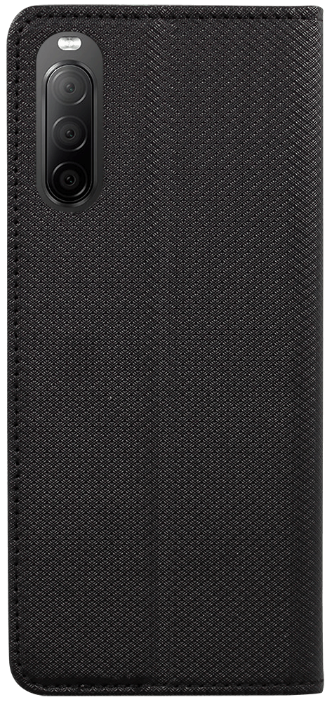 Sony Xperia 10 II oldalra nyíló flipes bőrtok rombusz mintás fekete