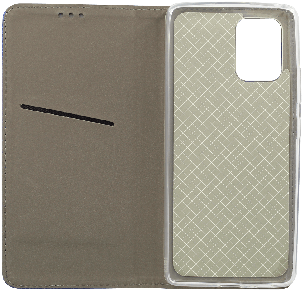 Samsung Galaxy S10 Lite (SM-G770F) oldalra nyíló flipes bőrtok rombusz mintás sötétkék