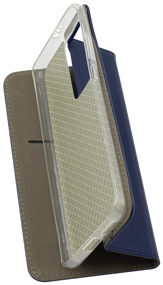 Huawei P40 Pro oldalra nyíló flipes bőrtok asztali tartó funkciós sötétkék