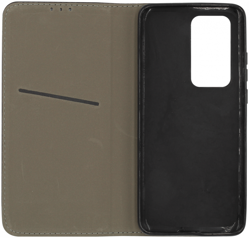 Huawei P40 Pro oldalra nyíló flipes bőrtok asztali tartó funkciós fekete
