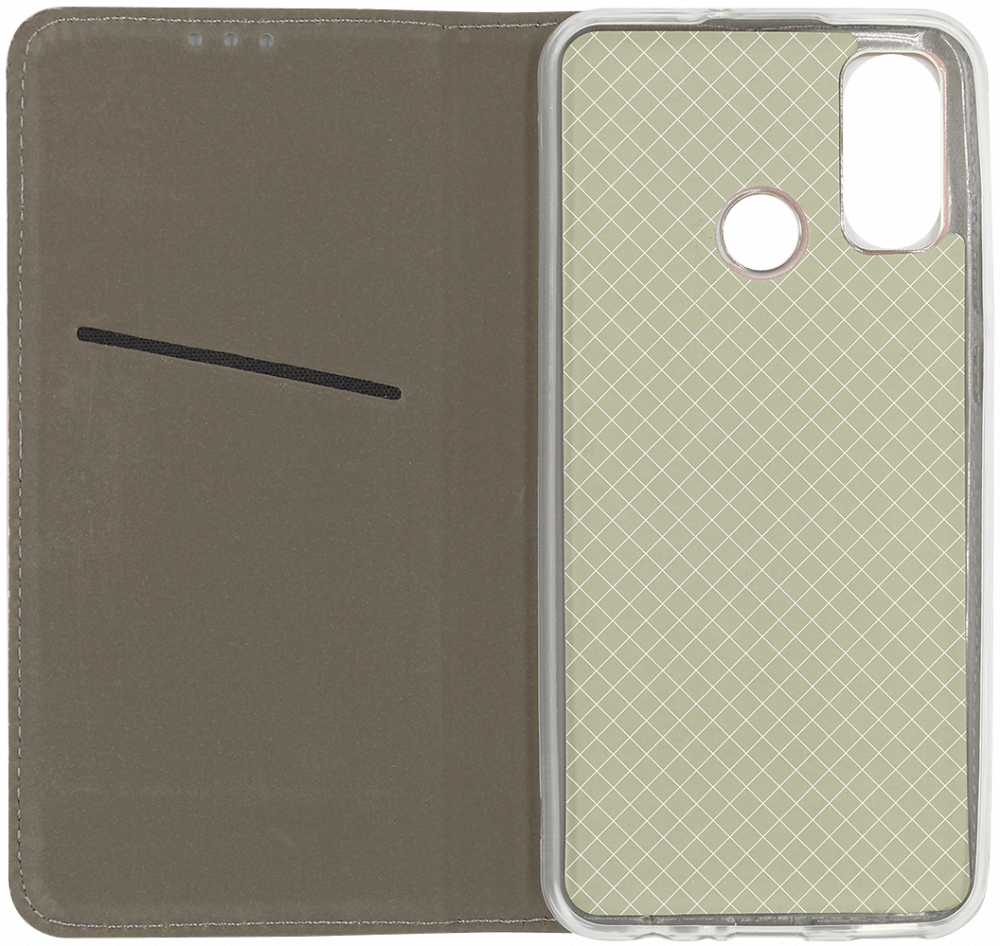 Huawei P Smart 2020 oldalra nyíló flipes bőrtok asztali tartó funkciós rozéarany