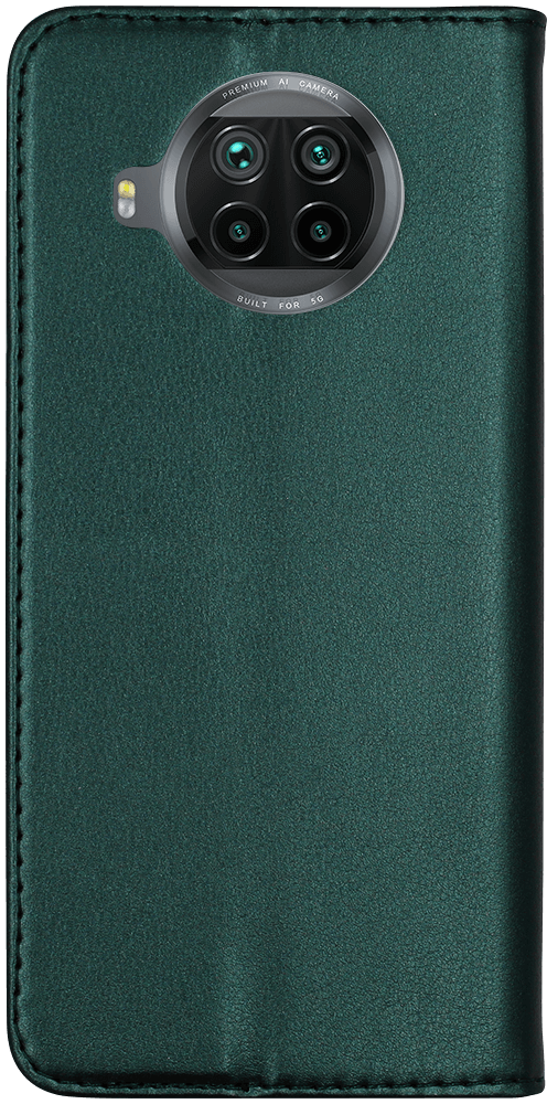 Xiaomi Mi 10T Lite 5G oldalra nyíló flipes bőrtok asztali tartó funkciós sötétzöld