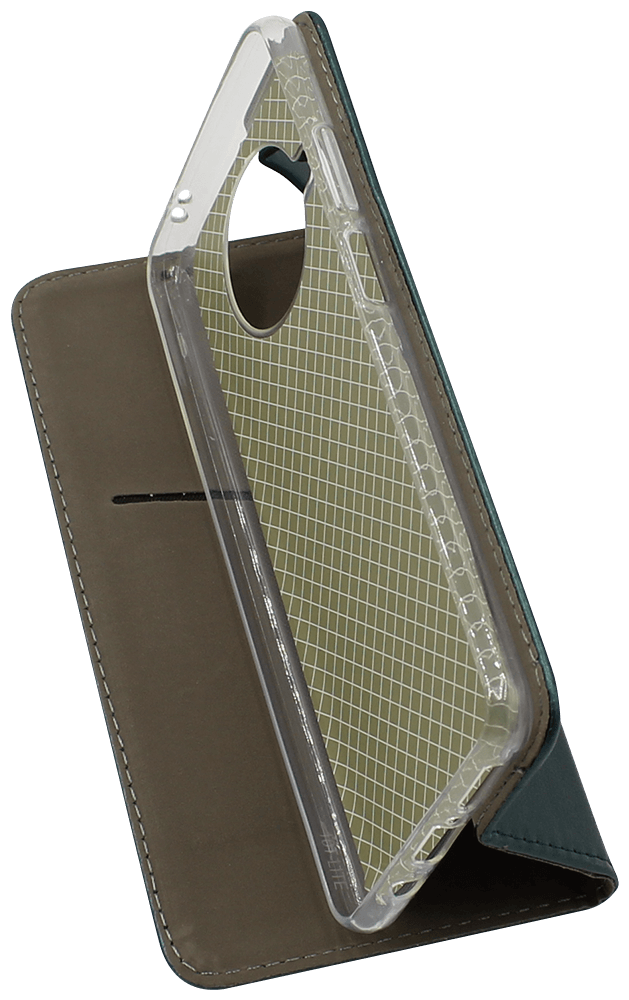 Xiaomi Mi 10T Lite 5G oldalra nyíló flipes bőrtok asztali tartó funkciós sötétzöld