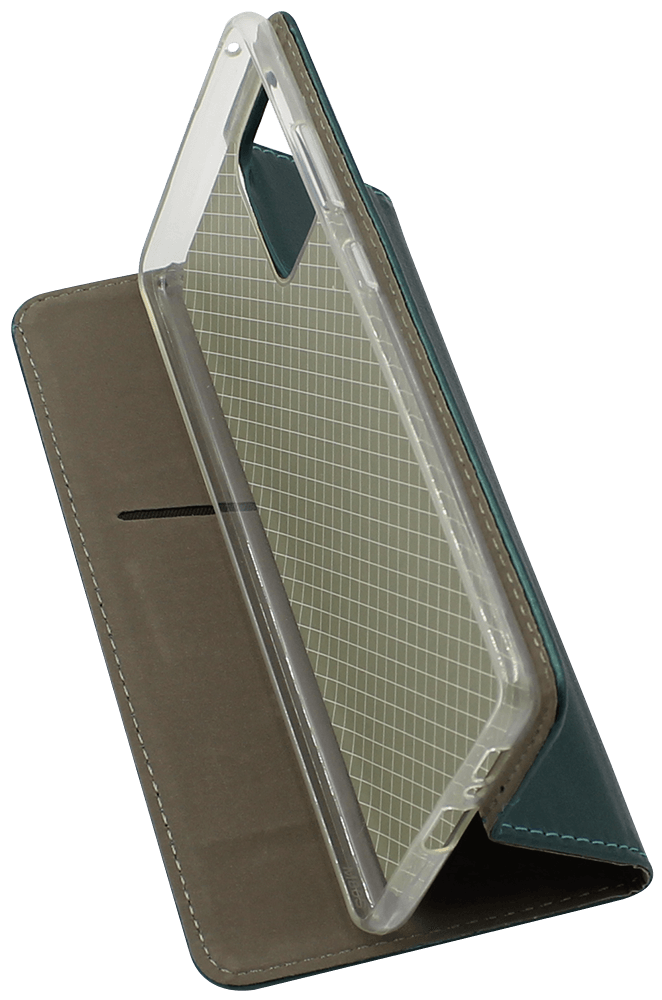 Samsung Galaxy S10 Lite (SM-G770F) oldalra nyíló flipes bőrtok asztali tartó funkciós sötétzöld