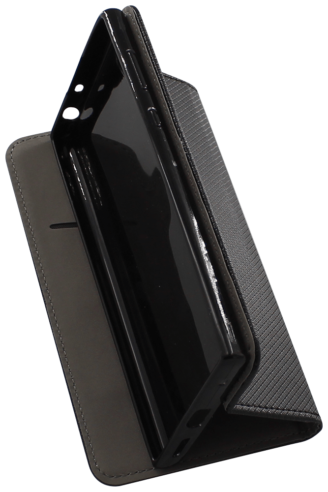 Sony Xperia L1 oldalra nyíló flipes bőrtok rombusz mintás fekete
