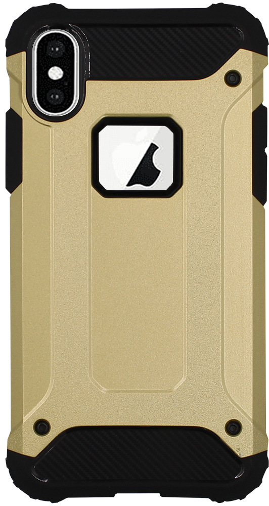 Apple iPhone XS ütésálló tok légpárnás sarkas, hibrid Forcell Armor logó kihagyós arany