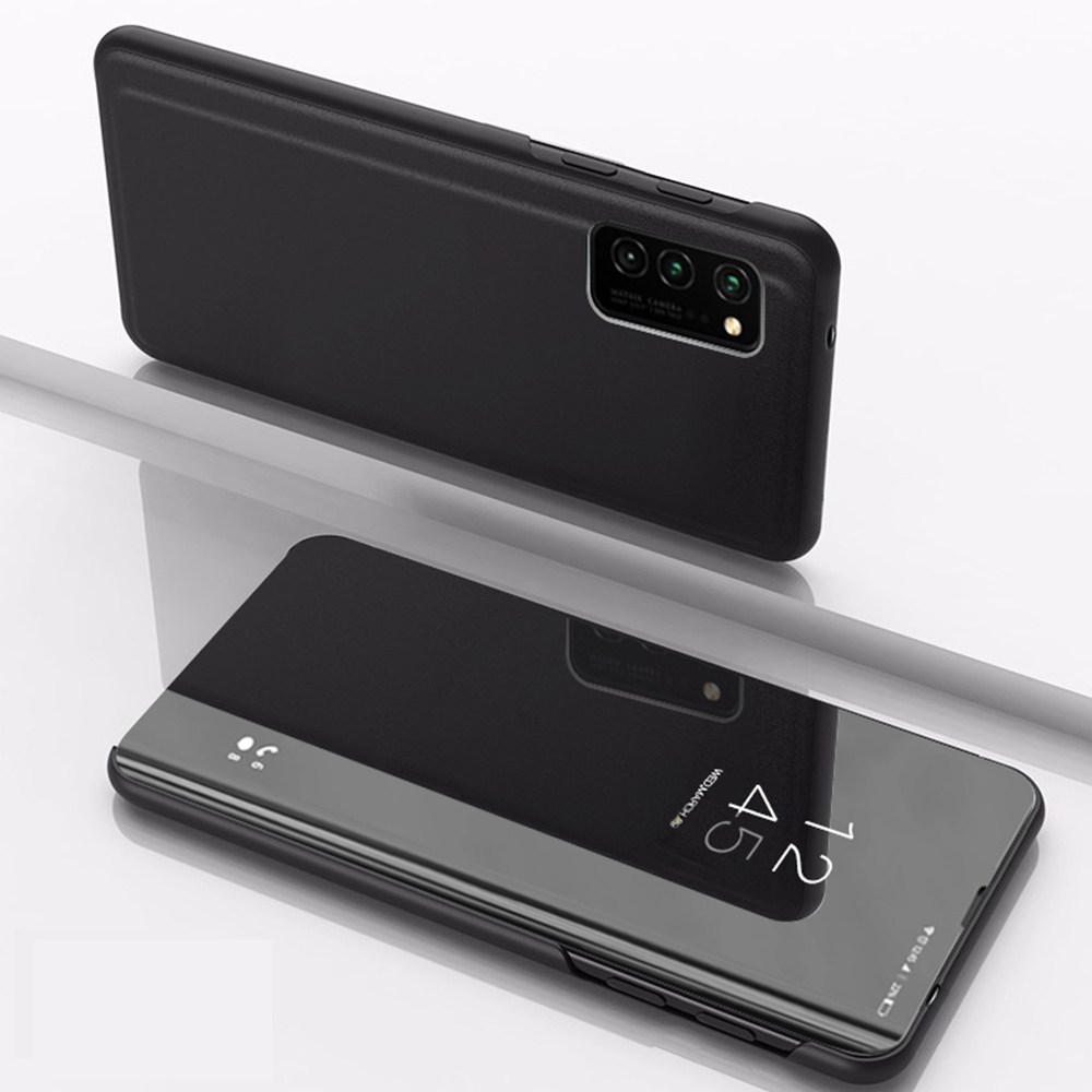 Huawei P40 oldalra nyíló flipes bőrtok Smart Clear View fekete