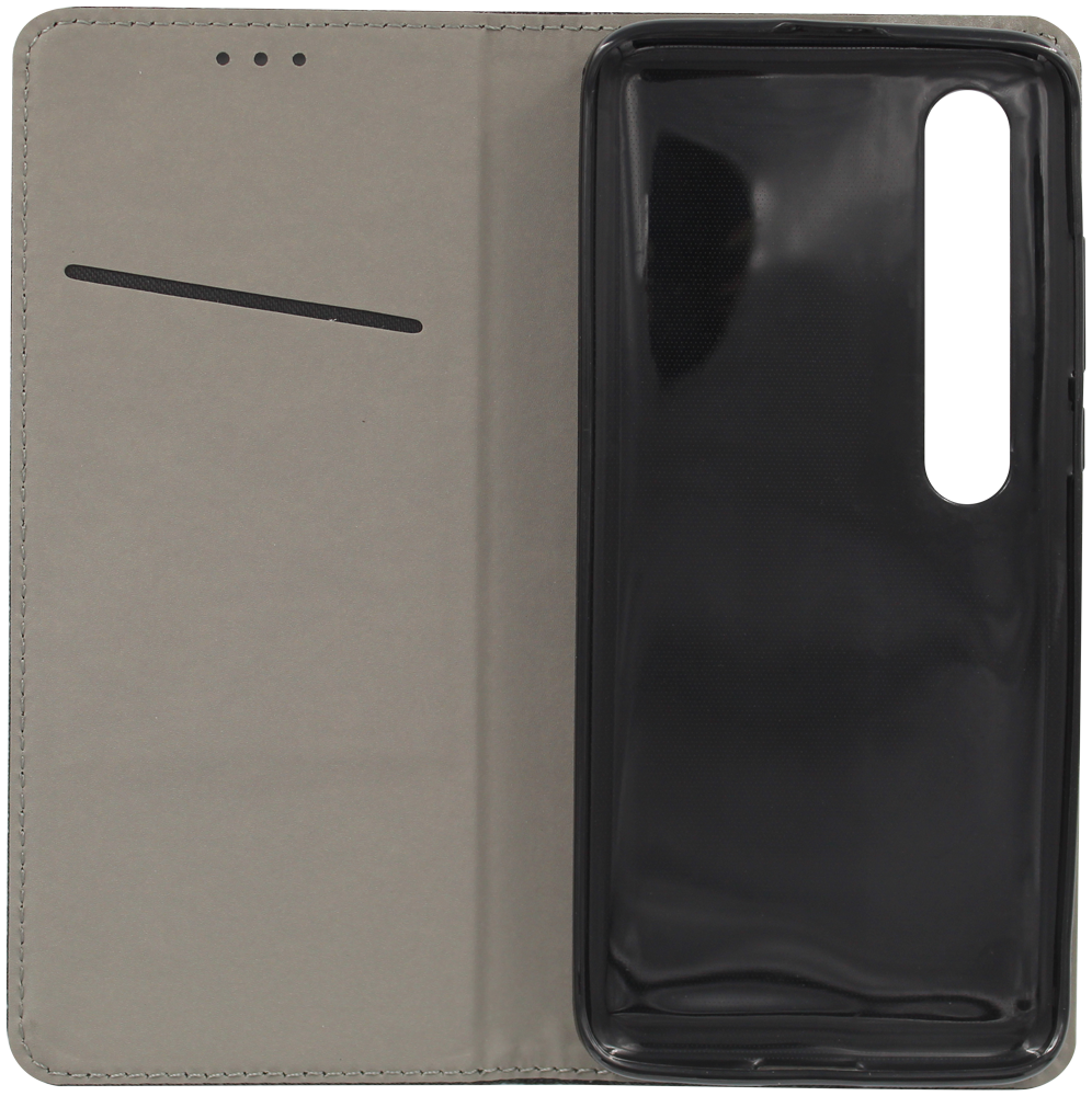 Xiaomi Mi 10 5G oldalra nyíló flipes bőrtok rombusz mintás fekete