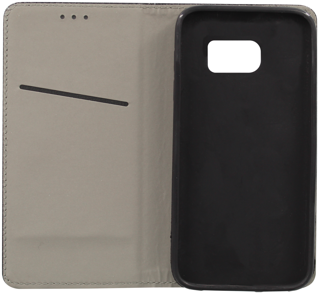 Samsung Galaxy S7 (G930) oldalra nyíló flipes bőrtok rombusz mintás fekete