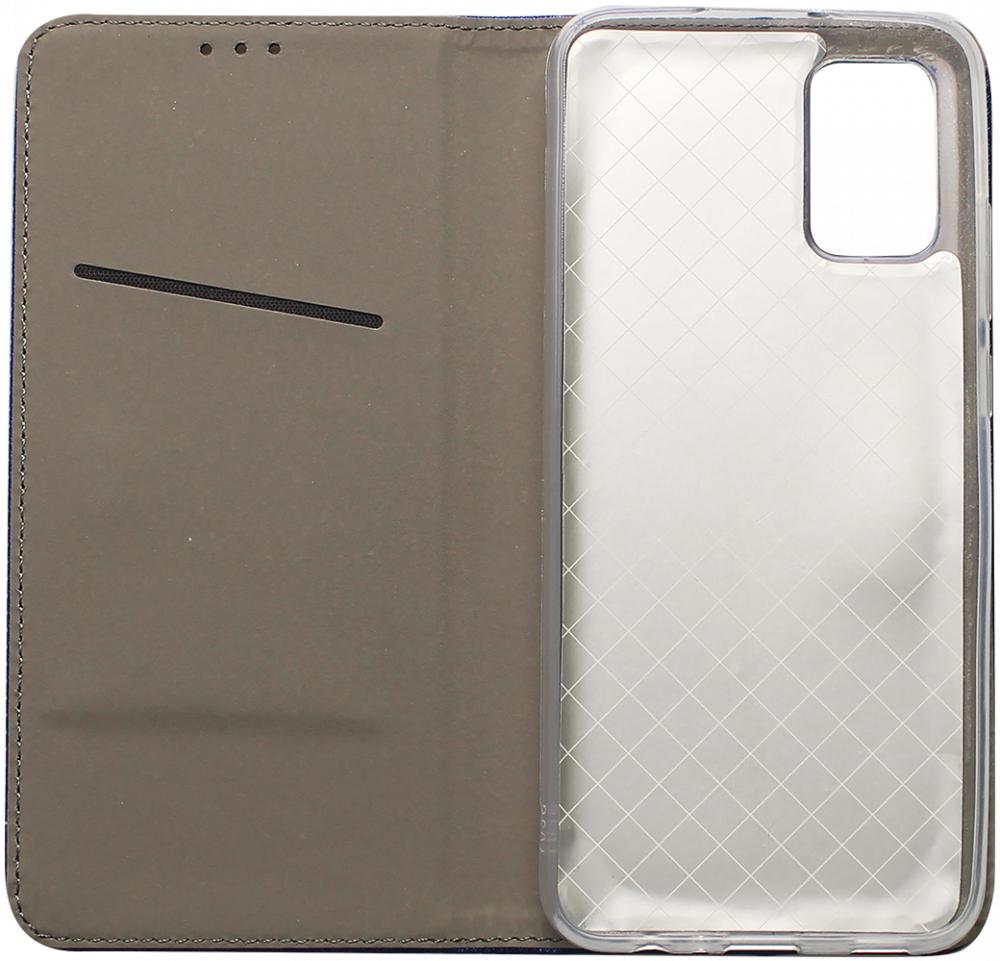 Samsung Galaxy A03s (SM-A037F) oldalra nyíló flipes bőrtok rombusz mintás sötétkék