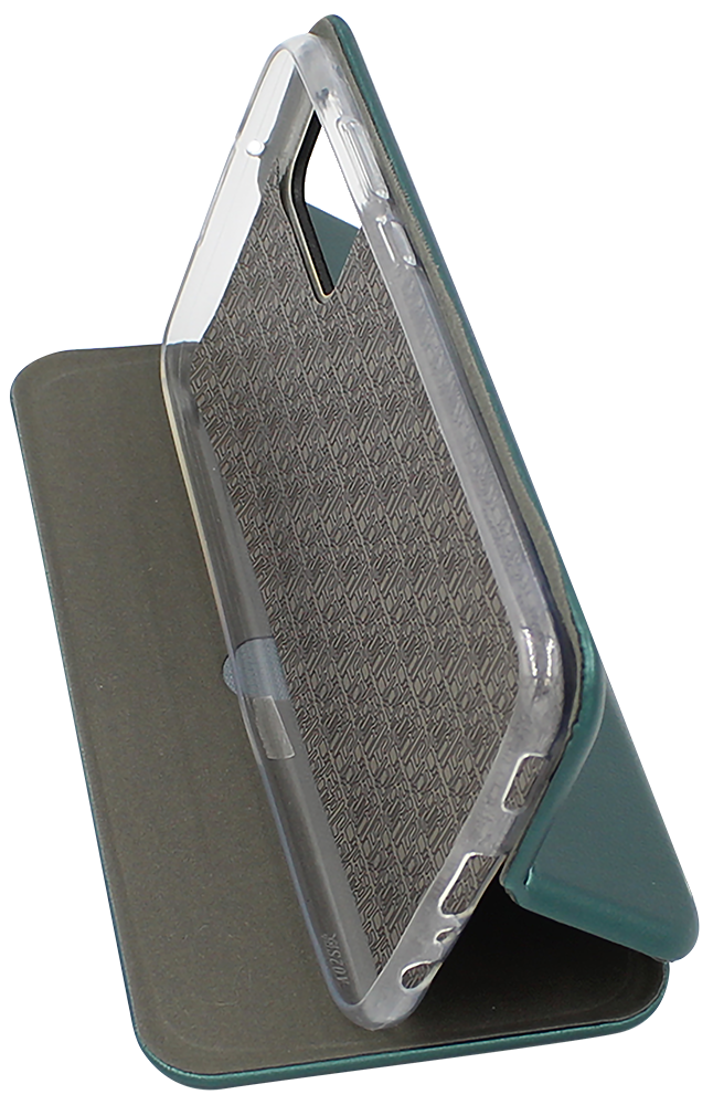 Samsung Galaxy A03s (SM-A037F) oldalra nyíló mágneses flipes bőrtok prémium minőség sötétzöld