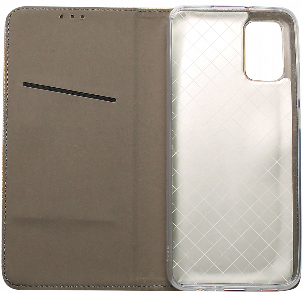 Samsung Galaxy A03s (SM-A037F) oldalra nyíló flipes bőrtok rombusz mintás arany