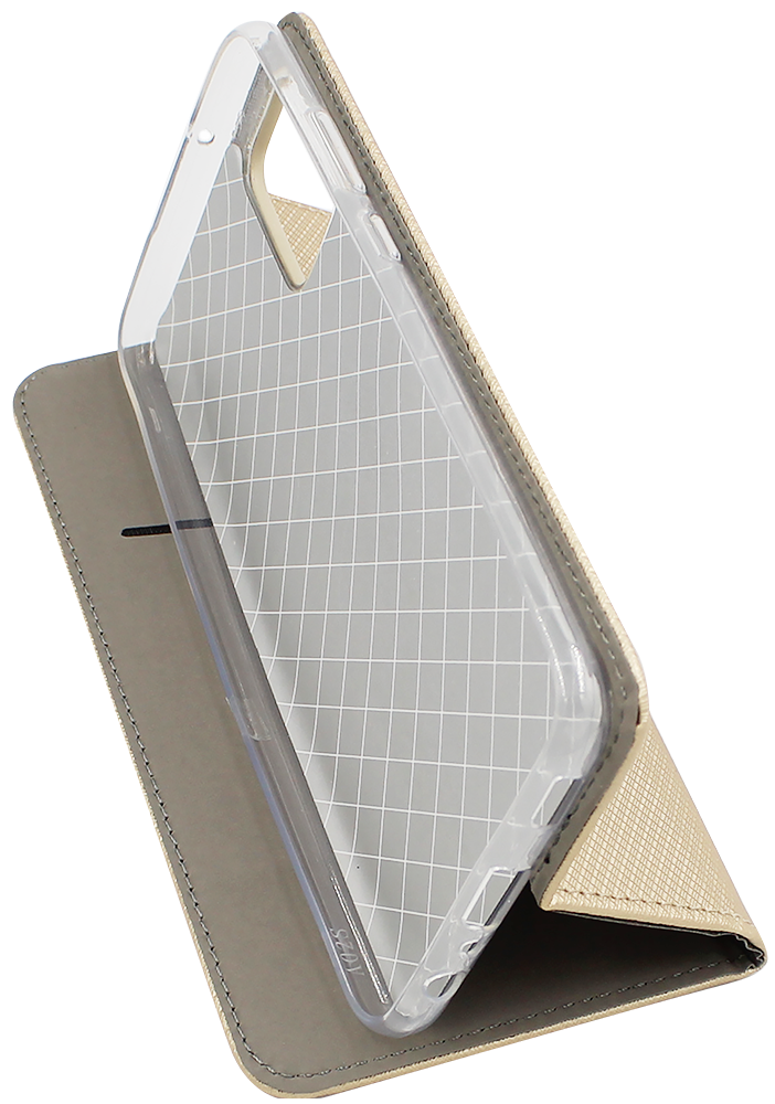 Samsung Galaxy A03s (SM-A037F) oldalra nyíló flipes bőrtok rombusz mintás arany