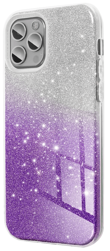 Samsung Galaxy A03s (SM-A037F) szilikon tok csillogó hátlap lila/ezüst