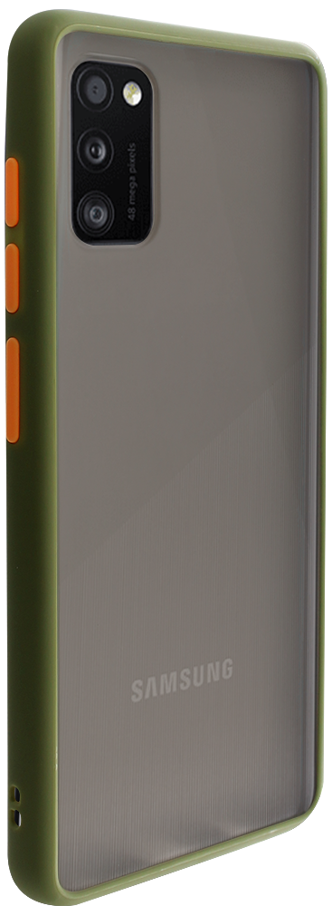 Samsung Galaxy A41 ( SM-A415F) kemény hátlap Vennus Button Bumper olivazöld