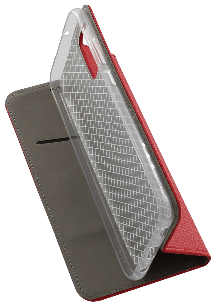 Samsung Galaxy A03s (SM-A037F) oldalra nyíló flipes bőrtok rombusz mintás piros