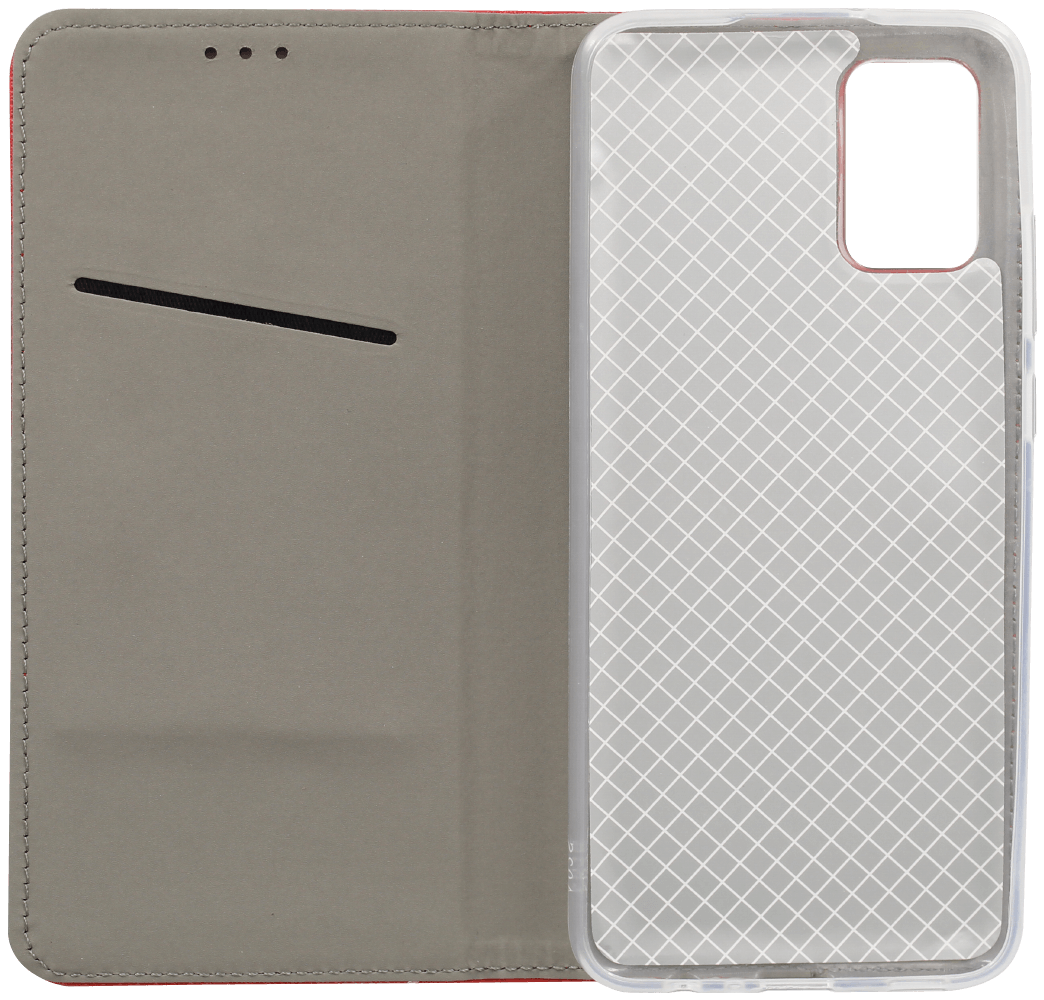 Samsung Galaxy A03s (SM-A037F) oldalra nyíló flipes bőrtok rombusz mintás piros