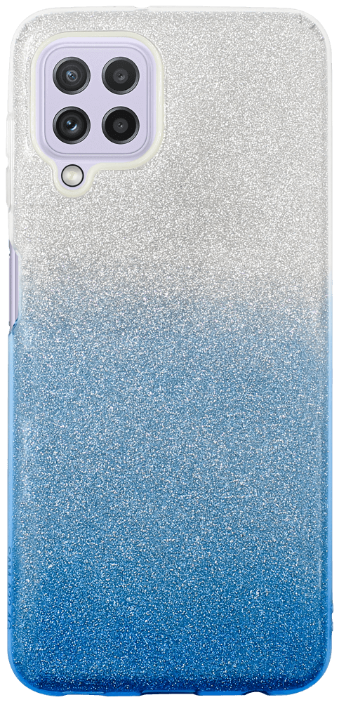 Samsung Galaxy A22 4G (SM-A225F) szilikon tok csillogó hátlap kék/ezüst