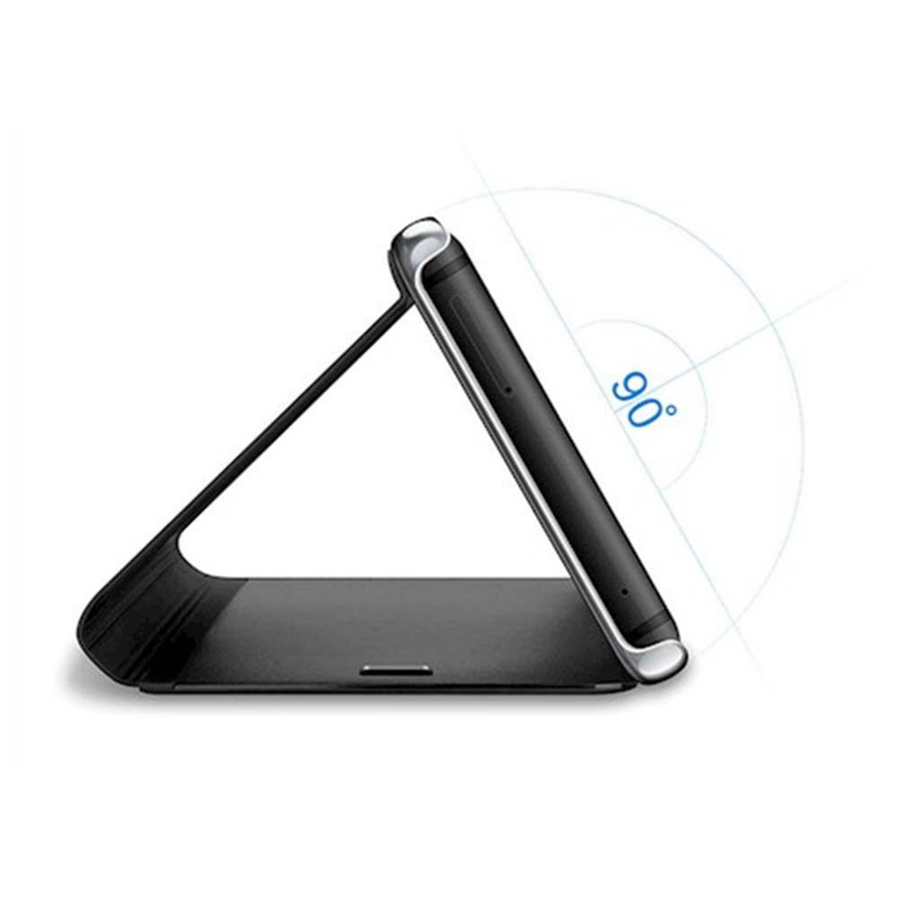 Huawei P20 Lite oldalra nyíló flipes bőrtok Smart Clear View rozéarany