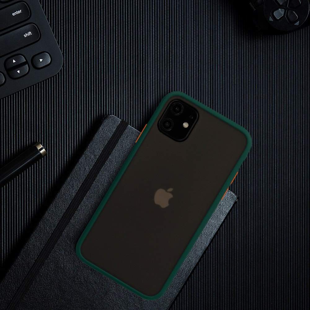 Apple iPhone 12 Mini kemény hátlap Vennus Button Bumper sötétzöld