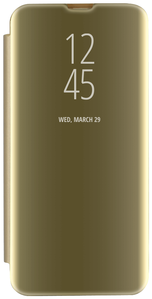 Samsung Galaxy S10 (SM-G973) oldalra nyíló flipes bőrtok Smart Clear View arany