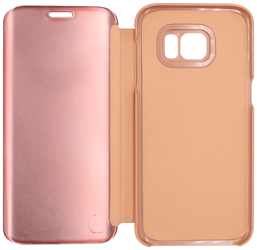 Samsung Galaxy S7 Edge (G935) oldalra nyíló flipes bőrtok Smart Clear View rozéarany