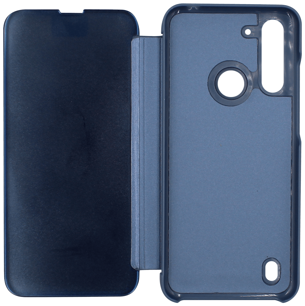 Motorola Moto G8 Power Lite oldalra nyíló flipes bőrtok Smart Clear View kék