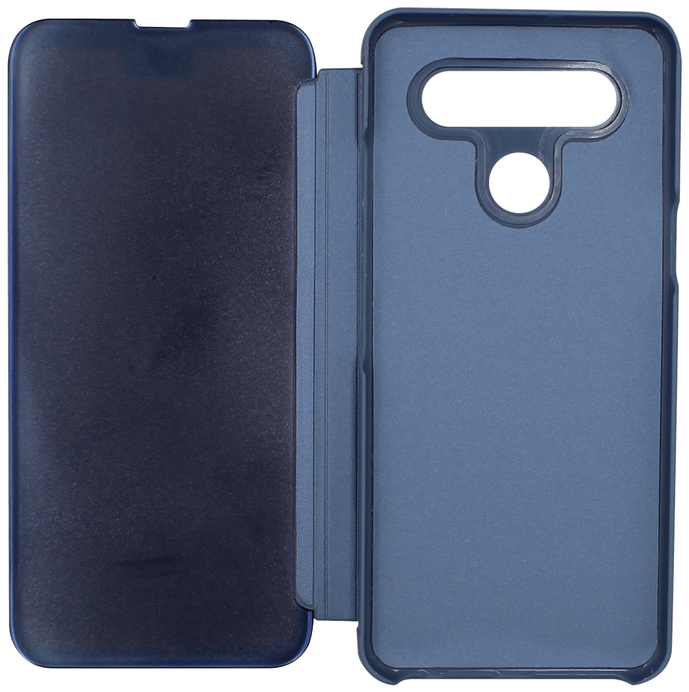 LG K51S oldalra nyíló flipes bőrtok Smart Clear View kék