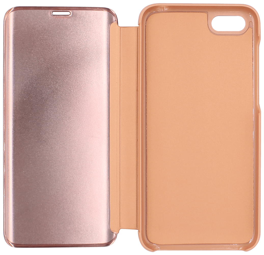 Huawei Honor 7s oldalra nyíló flipes bőrtok Smart Clear View rozéarany