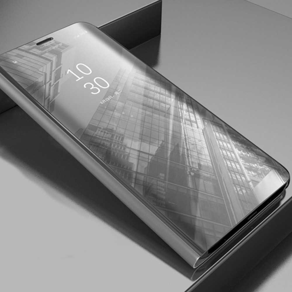 Huawei Honor 7s oldalra nyíló flipes bőrtok Smart Clear View ezüst