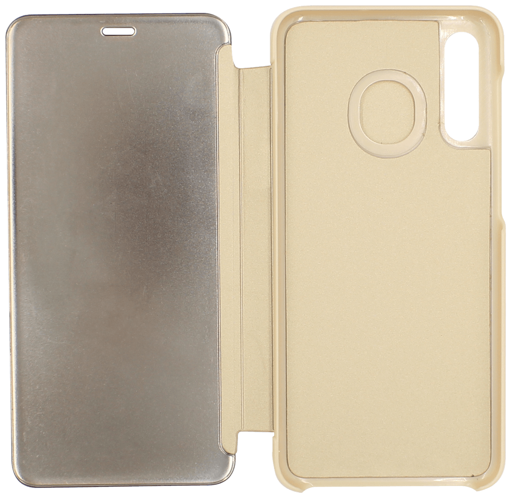 Samsung Galaxy A30s (SM-A307F) oldalra nyíló flipes bőrtok Smart Clear View arany