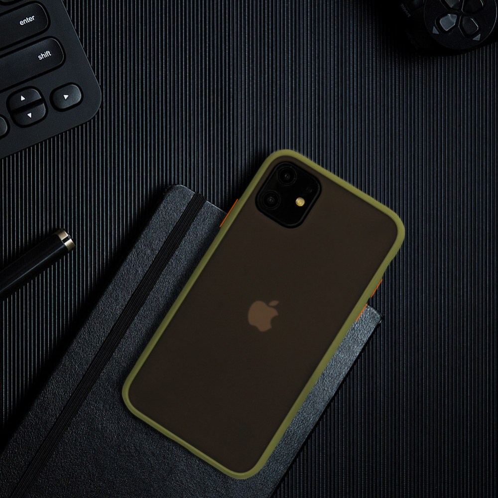 Apple iPhone 11 Pro kemény hátlap Vennus Button Bumper olivazöld