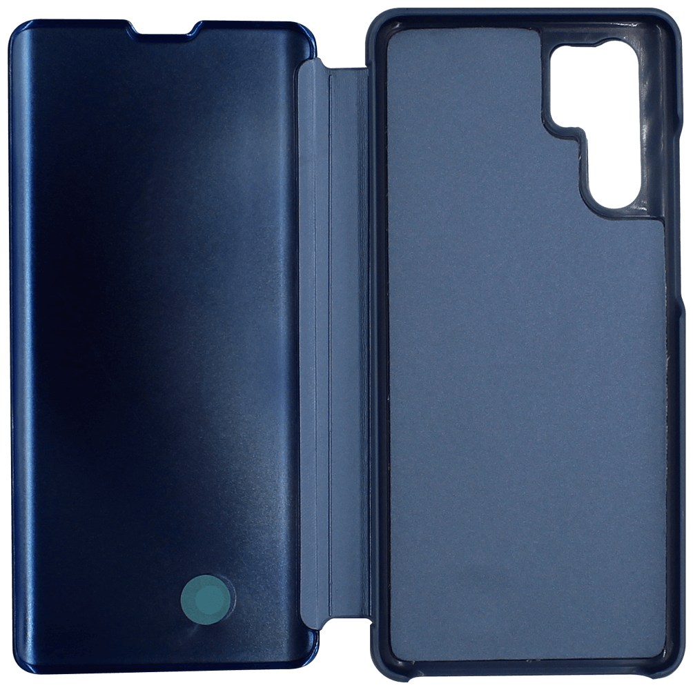 Huawei P30 Pro oldalra nyíló flipes bőrtok Smart Clear View kék